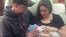 Ben and Victoria Walters with their son Titus Walters, born at 12:09 a.m. at Baylor Scott & White Medical Center – Frisco.
