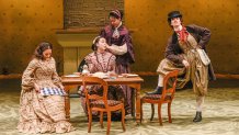 Maggie Thompson, Lilli Hokama, Jennie Greenberry and Pearl Rhein play the March sisters in Dallas Theater Center's Little Women.