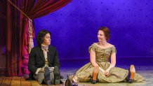 Louis Reyes McWilliams as Laurie and Pearl Rhein as Jo in Dallas Theater Center's production of Little Women.