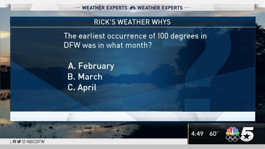 Weather Quiz: The Earliest Occurrence of 100 Degrees in DFW Was in What Month?