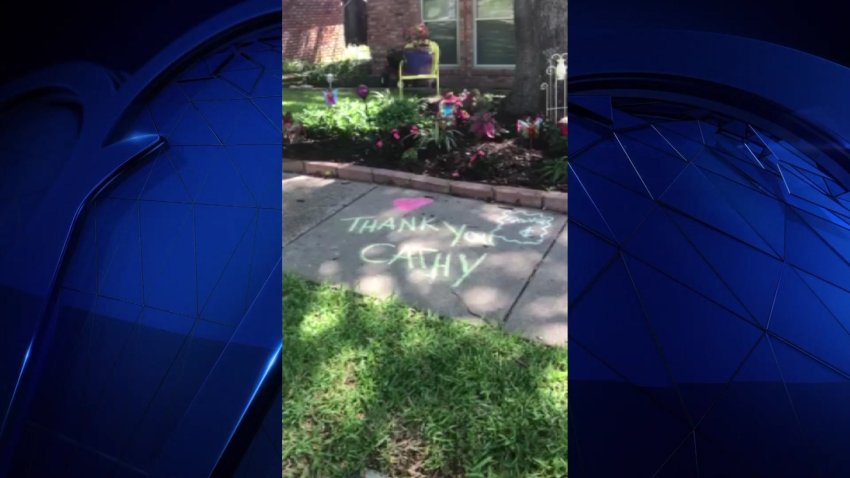 Chalk Message Thanks Mail Carrier, First Responders