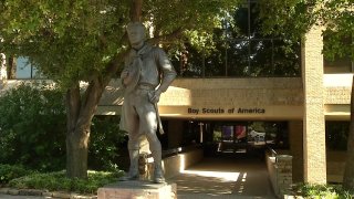 Sculpture at the entrance of Boy Scouts of America headquarters.