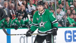 Stephen Johns #28 of the Dallas Stars skates against the Vancouver Canucks at the American Airlines Center on March 25, 2018 in Dallas, Texas.