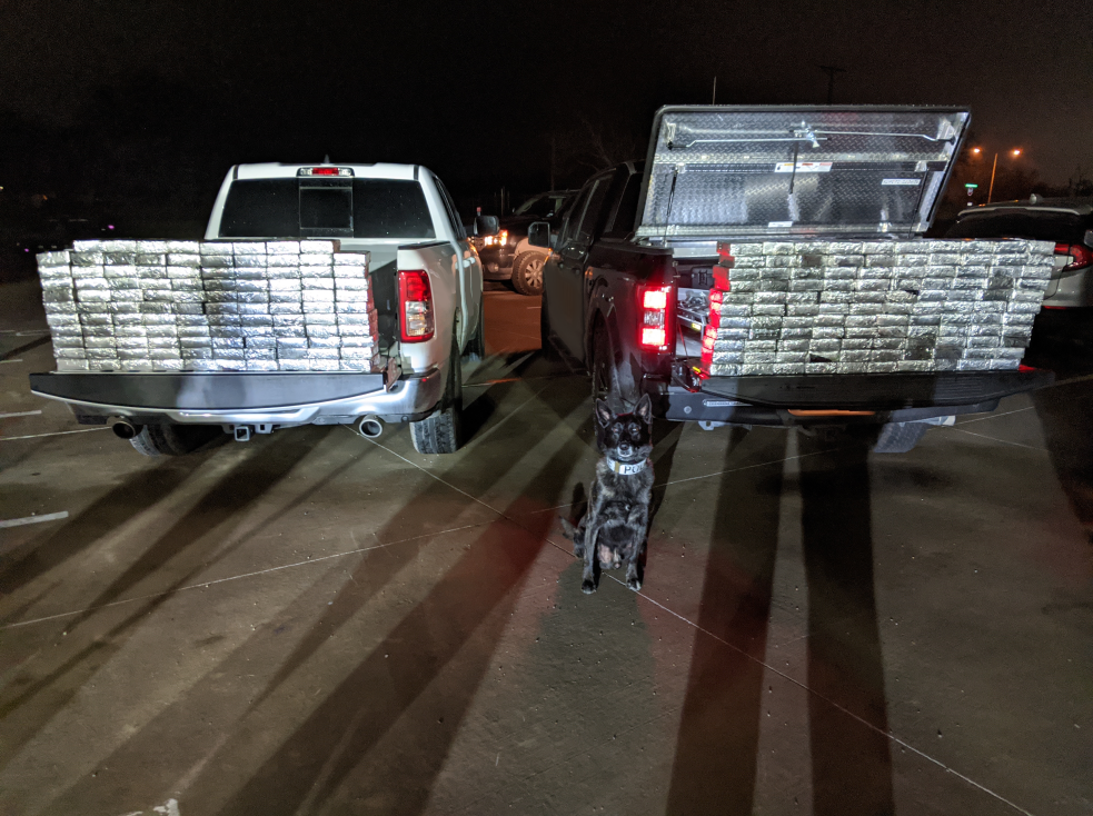 Lewisville PD K-9 Stryker alerted to the nearly 600 pounds of methamphetamine found hidden in a tractor-trailer, police said. (Published Feb. 24, 2020) 