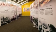 The exhibition includes extensive biographical information about Anne Frank.