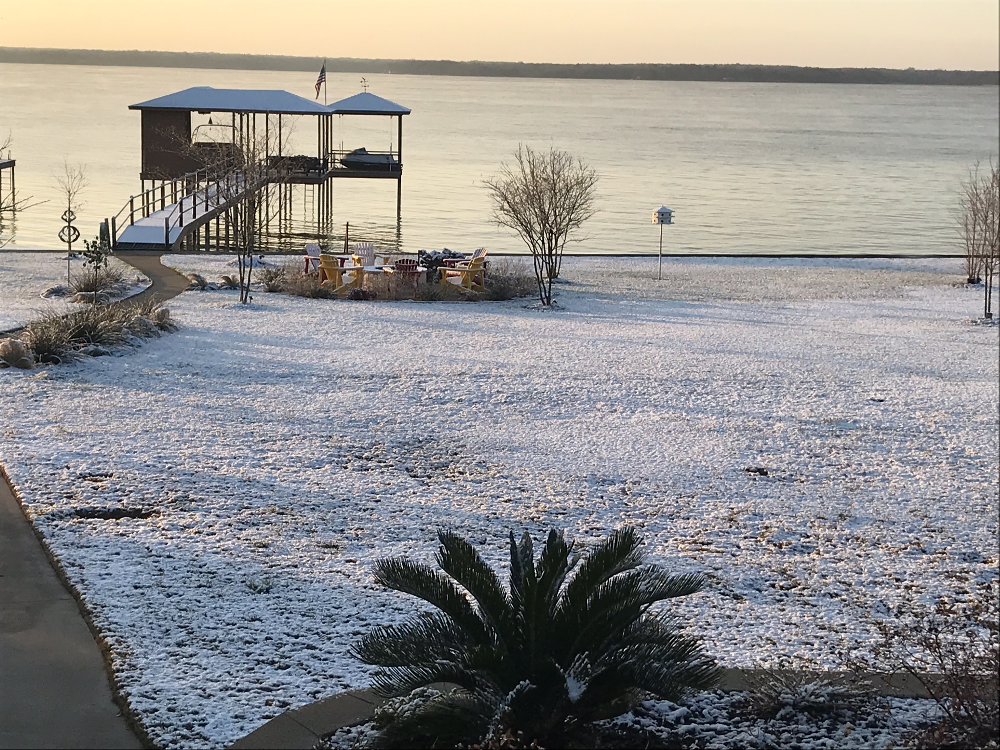 A dusting of snow at Richland Chambers Lake, Corsicana