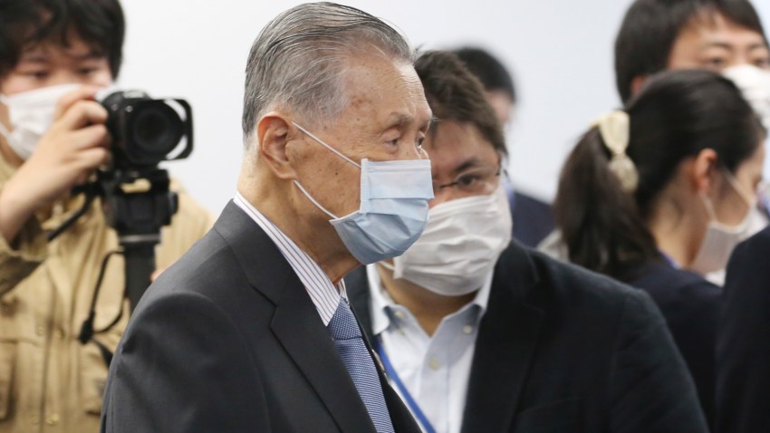 Tokyo 2020 Organizing Committee President Yoshiro Mori arrives for the first meeting of the “Tokyo 2020 New Launch Task Force" in Tokyo, Thursday, March 26, 2020, two days after the unprecedented postponement was announced due to the spreading coronavirus.