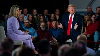 President Donald Trump speaks during a Fox News town hall at the Scranton Cultural Center, Thursday, March 5, 2020, in Scranton, Pa.