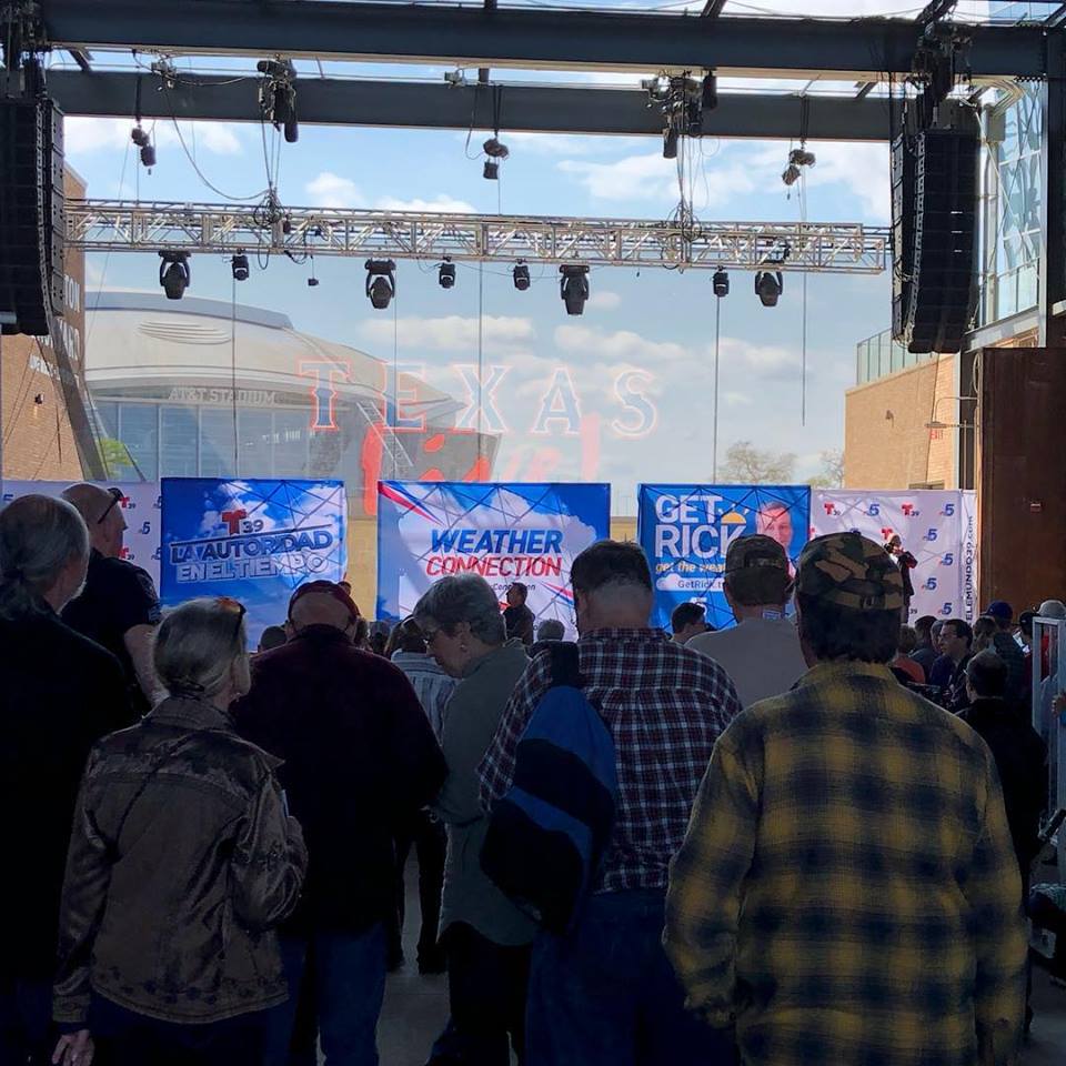 NBC 5 Chief Meteorologist Rick Mitchell and Telemundo 39 Chief Meteorologist Nestor Flecha talked to the audience about spring storm safety at the Weather Connection event at Texas Live!