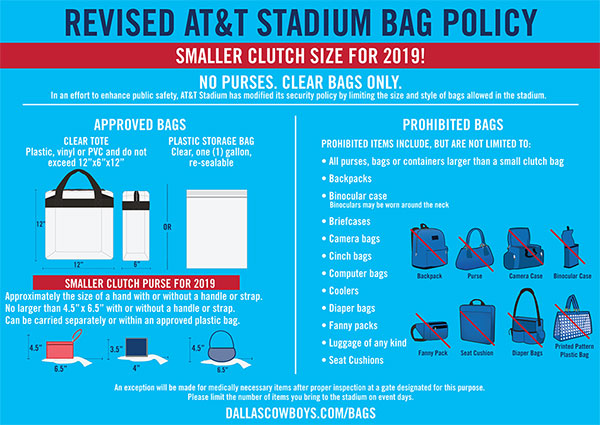 Cowboys, NFL Revise, Tighten Bag Policy at AT&T Stadium, Ford Center