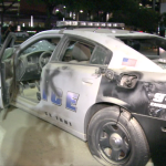 A Dallas police cruiser was destroyed early Saturday morning following demonstrations over the Minnesota police killing of George Floyd.