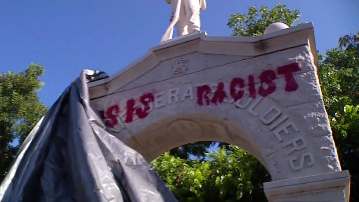 Denton Confederate Monument Vandalized Overnight NBC 5 DallasFort Worth