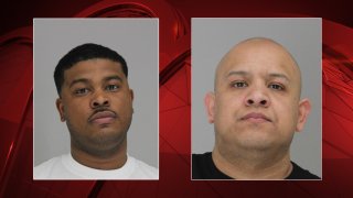 Mugshots of detention service officers Levar Weston, left, and Hector Navarette