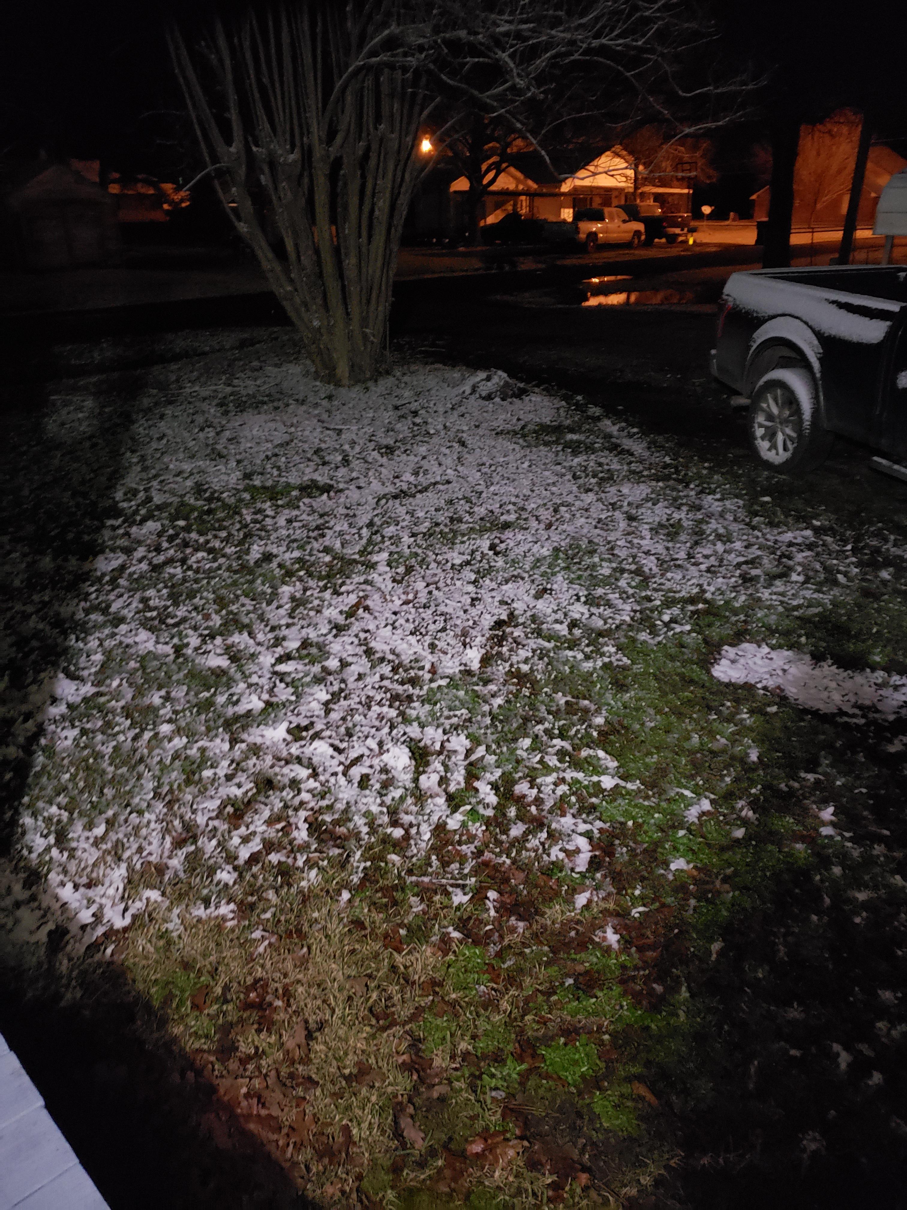 Detroit, Tx this morning. I didn’t see the weather forecast for today. Was surprised to see snow this morning!