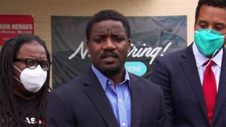 Dominique Alexander with Dallas-based activist group Next Generation Action Network speaks to the media following a meeting with Dallas police and city leaders.