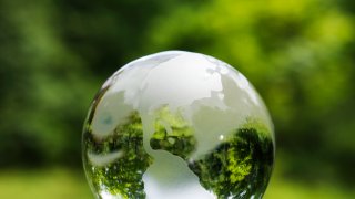 Green Earth globe glass