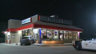 Officers were flagged down about 11 p.m. to the 7400 block of West Cleburne Road, where a Mazda had driven into the side of the Lisa’s Chicken and Seafood restaurant.