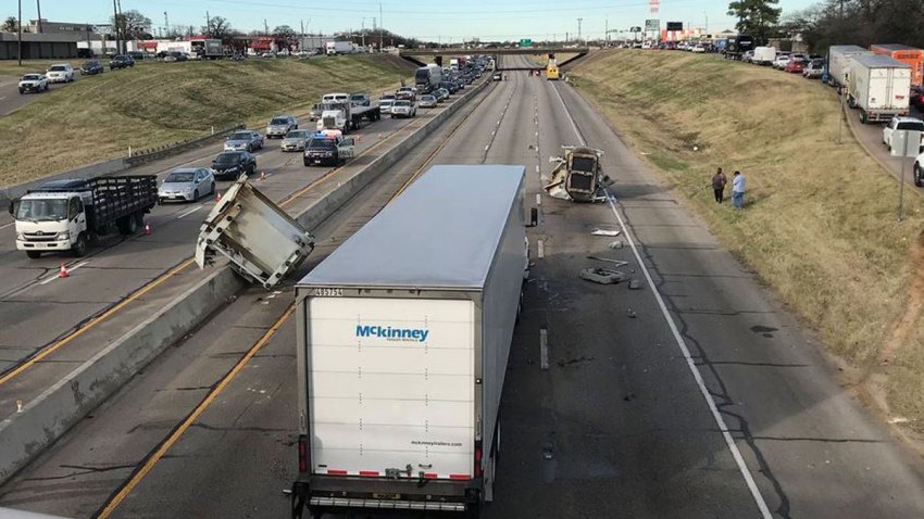 Northbound Loop 12 Closed in Irving After 18-Wheeler Hits Overpass