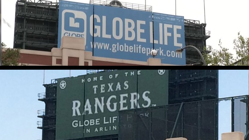 Rangers Ball Park Sign Change