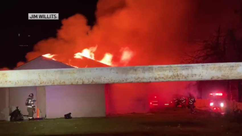 Fiery Building Collapse Sends Firefighter to Hospital