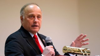 In this Jan. 26, 2019, file photo, U.S. Rep. Steve King, R-Iowa, speaks during a town hall meeting in Primghar, Iowa.