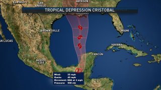 projected path of td cristobal