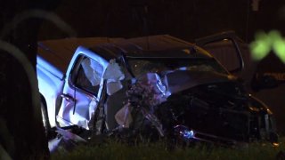 At about 10:40 p.m., a Chevrolet hit an object in the road at Interstate 30 near South Barry Avenue and flipped, according to the Dallas County Sheriff's Department.