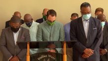 The group of about 15 pastors gathered at Botham Jean's church. He was a young black man murdered by a Dallas police officer. The pastors said they too want justice for George Floyd.