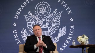 Secretary of State Mike Pompeo speaks at the National Constitution Center about the Commission on Unalienable Rights, Thursday, July 16, 2020, in Philadelphia.