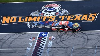 Austin Dillon, driver of the #3 Bass Pro Shops Chevrolet, celebrates winning the NASCAR Cup Series O'Reilly Auto Parts 500 at Texas Motor Speedway on July 19, 2020 in Fort Worth, Texas.