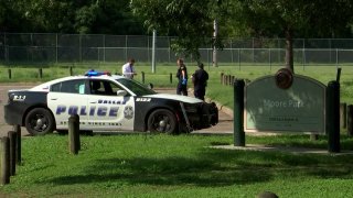 According to Dallas police, a man was found shot multiple times at Moore Park Monday afternoon.