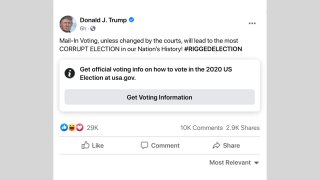 Facebook added an information label on this post from President Donald Trump.
