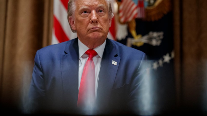 President Donald Trump listens during a meeting with U.S. tech workers, before signing an Executive Order on hiring American workers, in the Cabinet Room of the White House, Monday, Aug. 3, 2020, in Washington.