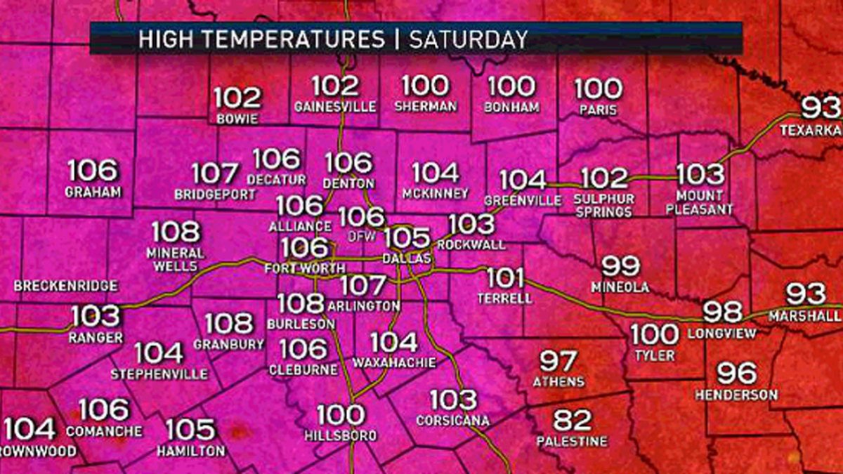 High Temperature of 106 Degrees Breaks Record at DFW Airport Saturday ...