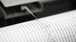 Cropped detail shot of seismometer printing line