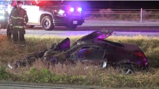 Officers were called about 3:15 a.m. to the the 3300 block of the East Loop 820 South Freeway, where witnesses said two vehicles had been racing on the freeway when one lost control and flipped.