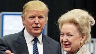 US property tycoon Donald Trump (L) is pictured with his sister Maryanne Trump Barry