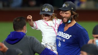 Clayton Kershaw celebrates.