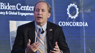Ken Paxton, Attorney General State of Texas attends the forum 'Partnerships to Eradicate Human Trafficking in the Americas' at the 2019 Concordia Americas Summit on May 14, 2019 in Bogota, Colombia.