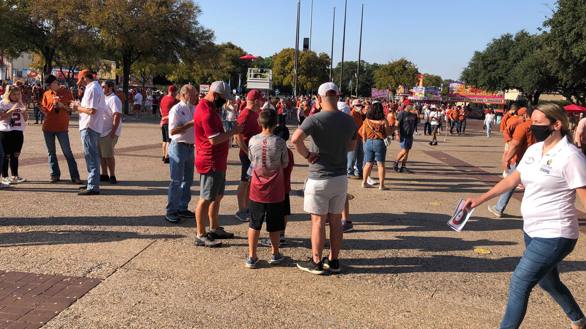 Texas Oklahoma Fans Continue Red River Showdown Tradition Despite
