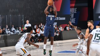 Tim Hardaway Jr. #11 of the Dallas Mavericks shoots the ball against the Utah Jazz on August 10, 2020 at the AdventHealth Arena at in Orlando, Florida.