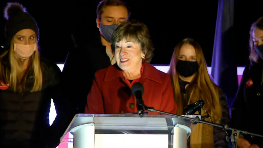 Susan Collins Addresses Supporters as Ballots are Counted in Maine