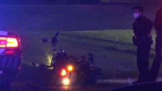 At about 3:40 a.m., the man, who had been driving a Kawasaki motorcycle, was found lying on the curb in the 10500 block of Shady Trail, police said.
