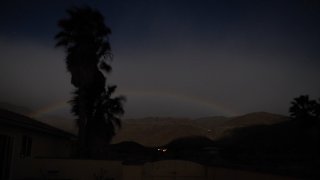 A rare moonbow, or lunar rainbow, appears over the Anza-Borrego Desert Dec. 28, 2020.