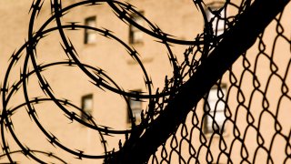 Barbed wire around prison