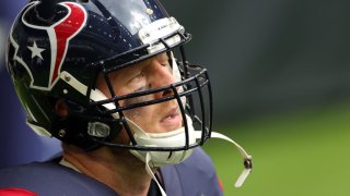 Defensive end J.J. Watt #99 of the Houston Texans warms up prior to the game against the Cincinnati Bengals at NRG Stadium on December 27, 2020 in Houston, Texas.