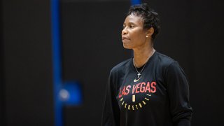 Vickie Johnson of the Las Vegas Aces at practice on Sept. 26, 2020 at IMG Academy in Bradenton, Florida.