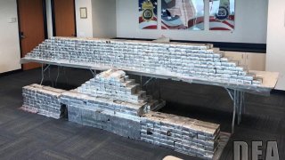 This is what $45 million in meth and heroin looks like. It was all seized in a Denton County truck stop last October, the DEA's Dallas field office announced Wednesday.
