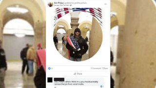 The FBI entered this photo found on social media into evidence as part of a criminal complaint against Daniel Phipps. Investigators say Phipps posted images on social media after going to the U.S. Capitol.