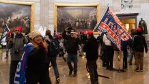 Supporters of US President Donald Trump enter the US Capitol's Rotunda on January 6, 2021, in Washington, DC